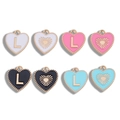 Conjunto de colgantes de corazón con letra L y patrón radial en cuatro colores - Letra L / Negro