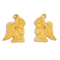 Pair of vintage gold cherub angel charms made of alloy for DIY jewelry making - 23x17mm / Imitation Gold