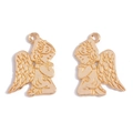 Pair of golden praying angel pendants with hanging loops for DIY jewelry making - 23x17mm / KC Gold