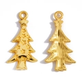 Goldene Weihnachtsbaum-Anhänger mit Sternrelief und vertikalen Streifen für DIY-Schmuck - Imitationsgold Weihnachtsbaum / Einzelstück