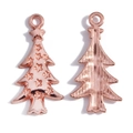 Roségoldener Weihnachtsbaum Anhänger aus Legierung mit Sternrelief und Streifentextur - Roségold Weihnachtsbaum / Einzelstück