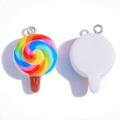 Rainbow swirl lollipop resin pendant with metal loop for DIY jewelry necklaces - 28*13mm / Color 3