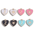 Colgantes de corazón con alfabeto en esmalte blanco, rosa, negro y azul con letra Z - Estilo Letra Z (Z) / 15.5*14.5mm / Negro