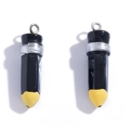 Colorful resin pencil pendants with metal ring for DIY jewelry making and decoration - Black