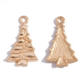 Golden Christmas tree alloy pendant showing front relief and textured back for DIY jewelry - 25*15mm / KC Gold