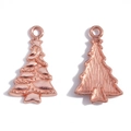 Rose gold Christmas tree alloy pendant showing front and back views for DIY jewelry making - 25*15mm / Rose Gold