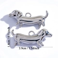 Polished silver dachshund pendant 3.9cm length metal dog charm for DIY necklace jewelry - 18*39MM / White K (A7-404)