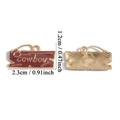 Ciondolo da cowboy con smalto marrone e testo dorato con vista frontale e posteriore - Targhetta Cowboy (A7-259) / Marrone