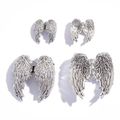 Antique silver gothic angel wing alloy pendants in two sizes with feather texture - Small (26*24mm) / Antique Silver