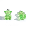 Translucent light green resin bear pendant with silver ring for DIY jewelry making - Green