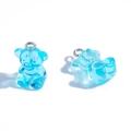 Translucent blue resin bear pendant with silver loop for DIY jewelry and necklaces - Blue