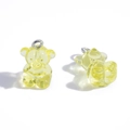 Transparent yellow resin bear charm with silver metal ring for DIY jewelry necklaces - Yellow