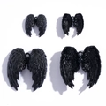 Set mit vier schwarzen Engel-Flügel Anhängern im Gothic-Stil in verschiedenen Größen - Elektrophoretisches Schwarz