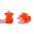 DIY translucent orange resin gummy bear charms with secure metal ring for keychains - Red