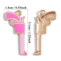 Pendenti a forma di pistola revolver rosa in smalto e lega con misure di altezza - Stile Pistola (A7-264) / Rosa