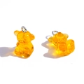 Translucent orange resin bear charms with silver metal rings for DIY jewelry and necklaces - Orange