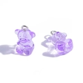 Translucent purple resin bear charm with silver ring for DIY jewelry necklaces - Purple