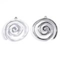 Polished and antique silver ocean swirl pendants in durable spiral alloy metal - Antique Silver