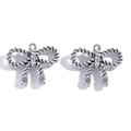 Pendentifs nœuds vintage en argent avec texture corde pour création de bijoux - Argent antique