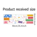 Detail view of colorful pencil and feather wall stickers with precise size measurements - 30*90cm
