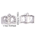 Silver book pendant charm in hollow zinc alloy for DIY jewelry, 1.7x1.4cm size - Book Style (A7-291)