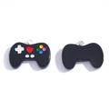 Pair of black resin game controller charms with multi-colored buttons for DIY jewelry making - Black