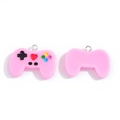 Pink resin game controller charms for DIY necklaces with detailed colorful buttons - Pink