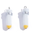 DIY 3D resin pencil charm pendants in white with yellow tips and silver metal rings - White