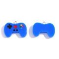Blue resin game controller pendant for DIY jewelry with silver metal jump ring charm - Blue