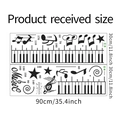 Detailliertes Maßlayout für Musiknoten-Größentabelle mit Klaviertasten und Sternenstickern - 30*90CM*2PCS Layout