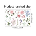 Vinilo decorativo floral con rosas rosas y hojas verdes, tamaño de hoja 60cm por 40cm - Estilo Acuarela Rosa Rosa (FX-E197) / 40x60cm