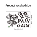 Detail showing dumbbell graphics and No Pain No Gain gym wall sticker dimensions - 40x60cm Layout