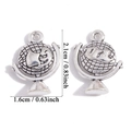 Antiek zilveren globe bedel van legering voor school sieraden, hoogte 2,1 cm - Globe Stijl (A7-308)