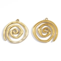 Golden spiral swirl metal alloy pendant with hammered texture for DIY jewelry making - Imitation Gold