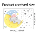 Flache Ansicht von PVC Wandsticker Set mit schlafendem Elefanten und Mond auf Sternen - 40*60cm
