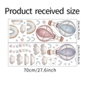 Detailed sheet size of hot air balloon wall decals with dimensions in cm and inches - Hot Air Balloon Rainbow Combination (LD74005)