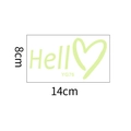 Adesivo murale Hello fluorescente con cuore, dettaglio delle dimensioni 14cm x 8cm - 8*14cm