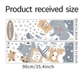 Detail showing two sheets of cartoon animal wall stickers measuring thirty by ninety centimeters - 90x30x2cm