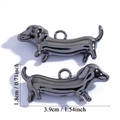 Polished black nickel dachshund pendant dog charm for DIY necklace with size info - 18*39MM / Gun Black (A7-404)
