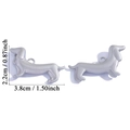Polished silver dachshund dog pendant with dimensions of 2.2 cm height and 3.8 cm width - Matte White K (A7-405)