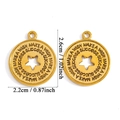 Golden round star-cutout charms with MAKE A WISH and SUCCESS engraved text - Make A Wish Success (A7-226) / Antique Gold