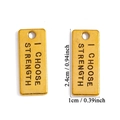 Golden rectangle metal charm with I CHOOSE STRENGTH engraving and brushed alloy finish - I Choose Strength (A7-227) / Antique Gold