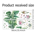 Adesivi murali con foglie tropicali e loto che mostrano le dimensioni reali del prodotto - 30*90cm*2pcs