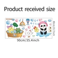 Flat lay of cartoon panda and duck bathroom wall stickers showing the layout of received product - 40*90cm