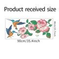Detailed sheet view of peony and kingfisher wall stickers showing 90x40cm product size - Artistic Peony Flower and Bird Style (LD94032) / 40x90cm