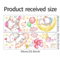 Cartoon elephant wall decals set with rainbow and cloud motifs, PVC size detail 60x90cm - 30*90CM*2PCS Layout