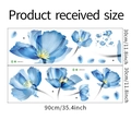 Wandsticker mit blauen Aquarellblumen auf zwei selbstklebenden 30x90cm PVC-Folien - 30*90cm*2pcs