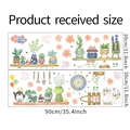 Detail view of 90x30cm PVC wall stickers featuring green potted plants and cartoon penguin - Cartoon Green Plant Stickers
