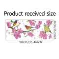 Sticker mural fleurs de prunier roses et oiseaux colorés, LD04165, 90x40 cm - Style Oiseau Fleur de Prunier Rose (LD94165)