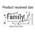 Detalle del vinilo decorativo Family 60x30cm con texto y elementos naturales - 30*60cm / Negro